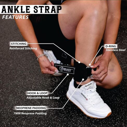 Beastpowergear Padded Ankle Strap Single & Pair for Cable Machine, Kickbacks, Glutes, Abs and Hip Workouts, Leg Extensions Adjustable strap for Men Women in Saudi Arabia
