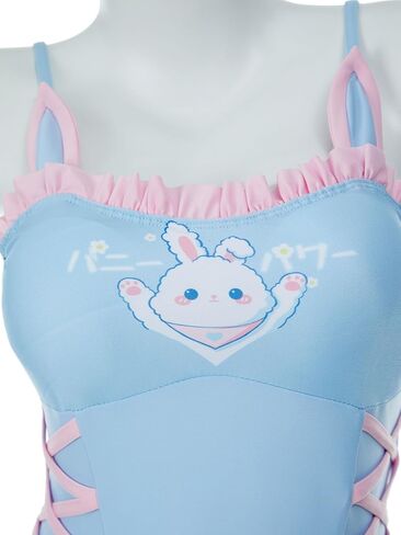 haikyuu Women Bunny One Piece Swimsuit Kawaii Cute Bathing Suit Ruffle Tummy Control Halter in Saudi Arabia