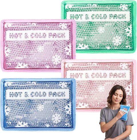 4-Pack Reusable Gel Ice Packs with Soft Plush Cover - Hot & Cold Therapy for Pain Relief, Injuries, Muscle Soreness - Soothing Comfort for Back, Knees, Shoulders (4 Colors) in Kuwait