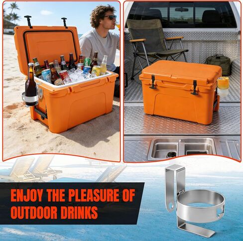 Upgrade 3-in-1 Cup Holder Fit for YETI RTIC Coolers, Cooler Drink Bottle Opener,Heavy Duty Cooler Tie Down Kits Mount in Saudi Arabia