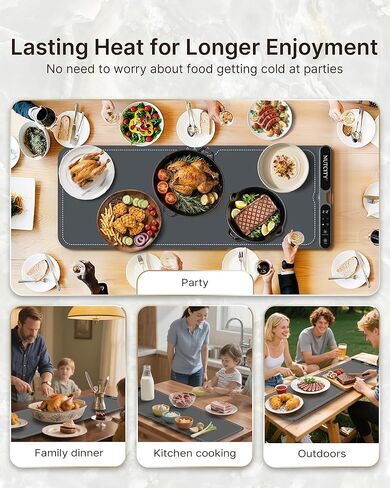 Warming Mat for Food Extra Large, 40" x 15" - Fast Full Surface Heating, Foldable Warming Trays for Food, Food Warming Mat with 7 Temp Settings & 8-Hour Timer for Buffets Party, Gathering in Saudi Arabia