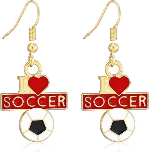 Soccer Earrings for Women, Football Sports Drop Dangle Earrings Gold Statement Earrings Jewelry for Womens Trendy in Kuwait