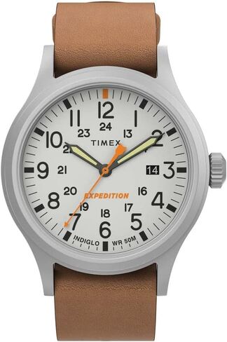 Timex Men's Expedition Sierra Chronograph 42mm Watch - Brown Strap Gray Dial Stainless Steel Case in Saudi Arabia