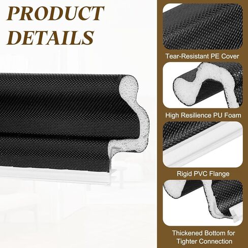 uxcell 26ft Kerf الطقس تجريد ختم الباب، على شكل حرف V شريط ختم الباب رغوة عازلة للصوت لعزل الفجوات الكبيرة، (غطاء أسود / رغوة بيضاء) in Kuwait