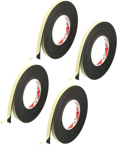 PATIKIL 5/8 Inch x 16.4 Ft Weather Stripping Door Seal Strip, 2 Roll 3mm Thick EVA Self Adhesive Foam Seal Tape for Door Window Insulation, Black in Saudi Arabia