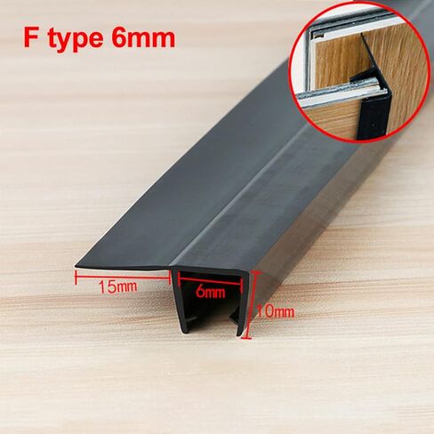 Queenbox 2pcs 19.6in Glass Door Side Seal Strip for 1/4in Glass, F Shape Shower Door Sweep Stop Leaks Create a Water Barrier, Black in Saudi Arabia