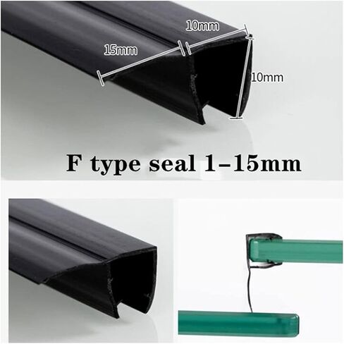 Queenbox 2pcs 19.6in Glass Door Side Seal Strip for 1/4in Glass, F Shape Shower Door Sweep Stop Leaks Create a Water Barrier, Black in Saudi Arabia