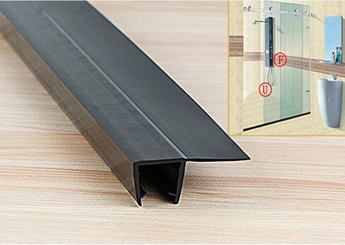 Queenbox 2pcs 19.6in Glass Door Side Seal Strip for 1/4in Glass, F Shape Shower Door Sweep Stop Leaks Create a Water Barrier, Black in Saudi Arabia