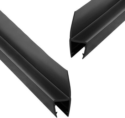 Queenbox 2pcs 19.6in Glass Door Side Seal Strip for 1/4in Glass, F Shape Shower Door Sweep Stop Leaks Create a Water Barrier, Black in Saudi Arabia