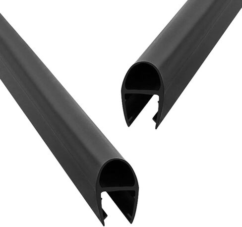 Queenbox 2pcs 19.6in Glass Door Side Seal Strip for 1/4in Glass, F Shape Shower Door Sweep Stop Leaks Create a Water Barrier, Black in Saudi Arabia