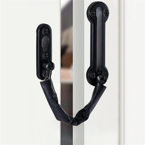قفل سلسلة من الفولاذ المقاوم للصدأ سلسلة باب مضادة للسرقة قفل مضاد للسرقة قفل الباب مزلاج منزلق مسمار منزلي فندق عنبر باب مضاد للسرقة أسود in Kuwait