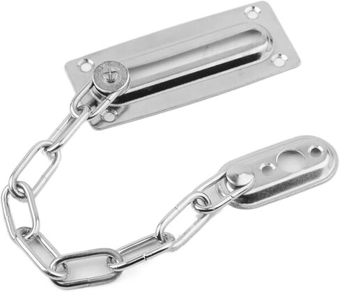 قفل سلسلة 2 قطعة قفل الباب والنافذة مضاد للسرقة من الفولاذ المقاوم للصدأ فضي سلسلة أمان قفل الترباس قفل لوحة حماية الخزانة in Kuwait