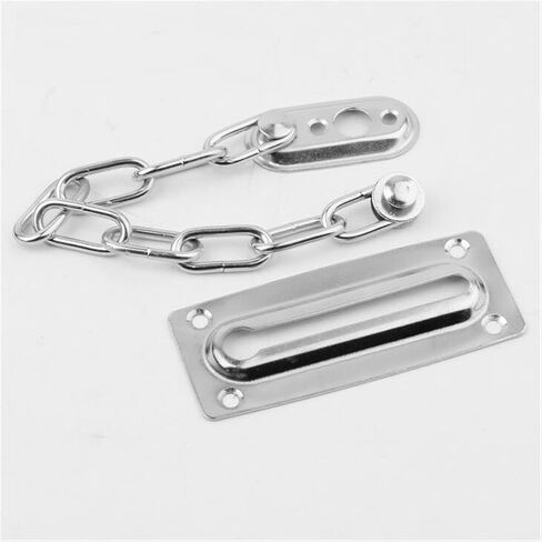 قفل سلسلة 2 قطعة قفل الباب والنافذة مضاد للسرقة من الفولاذ المقاوم للصدأ فضي سلسلة أمان قفل الترباس قفل لوحة حماية الخزانة in Kuwait