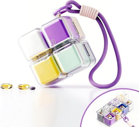 Weekly Pill Organizer - Foldable Travel Pill Organizer Magic Cube - Large Daily Pill Case for Fish Oil, Medicine, Vitamins, Supplements, Sugar in Kuwait