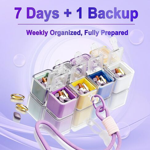 Weekly Pill Organizer - Foldable Travel Pill Organizer Magic Cube - Large Daily Pill Case for Fish Oil, Medicine, Vitamins, Supplements, Sugar in Kuwait