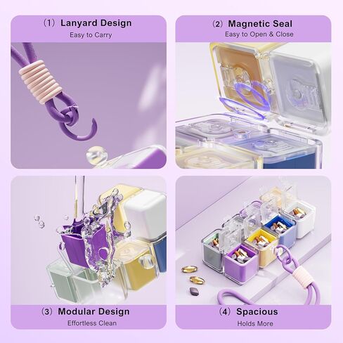 Weekly Pill Organizer - Foldable Travel Pill Organizer Magic Cube - Large Daily Pill Case for Fish Oil, Medicine, Vitamins, Supplements, Sugar in Kuwait