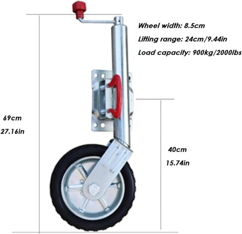 10 in Trailer Jack Wheel - Heavy Duty Marine Swivel Trailer Jack, Support Folding Jockey Wheel, Bolt-On Swivel Tongue Jack, 900Kg Load Capacity, 25Cm Stroke, Fo,2000lbs/900kg in Saudi Arabia