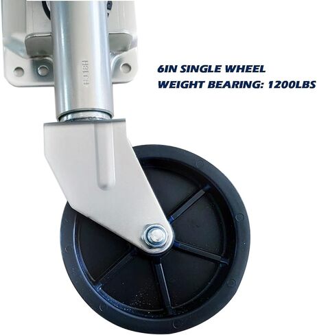 Bolt-On Swivel Tongue Jack - Beach Wheel Trailer Jack, Heavy-Duty Boat Trailer Jack, with 6In Wheel, 1200Lb Capacity,10In Lift, Steel Swivel Trailer Tongue Jac,1200lbs/6in Wheel in Saudi Arabia