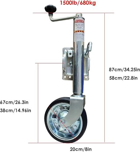 Heavy-Duty Bolt-On Swivel Jack - Trailer Jack Wheel,20Cm Steel Trailer Jack Leg Guide Wheels, 680Kg Capacity, 29Cm Lift, Rocking Guide Wheel Jack Support Trail,1500lbs/680kg in Saudi Arabia