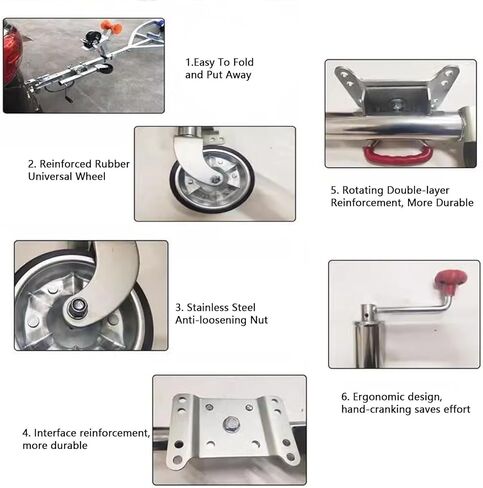 Trailer Jack Wheel - Heavy Duty Marine Swivel Trailer Jack, Support Folding Jockey Wheel, Bolt-On Swivel Tongue Jack, 900Kg Load Capacity, 25Cm Stroke, for Boat,8in Wheel(1500lbs/680kg) in Saudi Arabia