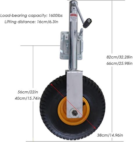 Beach Trailer Jack - Heavy-Duty Bolt-On Swivel Jack, Boat Trailer Jack with 10-Inch Wheel, Heavy-Duty Swivel Mount, 2000 Lbs Capacity, 9.44 Inches Vertical Trav,1600lbs in Saudi Arabia
