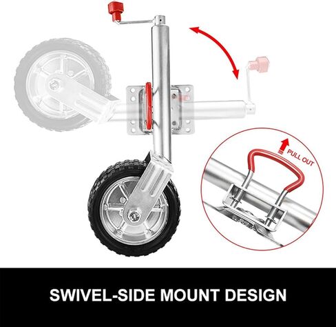 Heavy-Duty Bolt-On Swivel Jack - Lift Swivel Trailer Jack, Heavy Duty Trailer Jockey Wheel, Folding Jockey Wheel Support, 680Kg Load Capacity, for Boat, Carava,1000lbs/10in Wheel in Saudi Arabia
