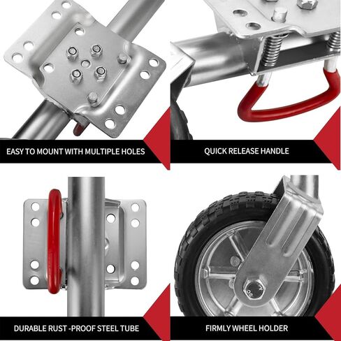 Heavy-Duty Bolt-On Swivel Jack - Lift Swivel Trailer Jack, Heavy Duty Trailer Jockey Wheel, Folding Jockey Wheel Support, 680Kg Load Capacity, for Boat, Carava,1000lbs/10in Wheel in Saudi Arabia