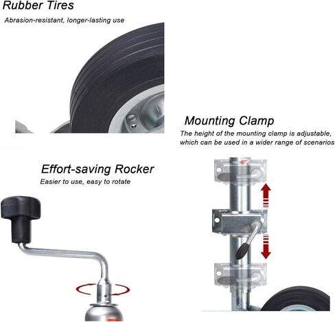 Swivel Trailer Jack - Beach Boat Trailer Jack, Trailer Jack Wheel, Lift Bolt-On Swivel Tang Jack, 150Kg Heavy Duty Jockey Wheel, with 20Cm Wheel, for Yachts, B,6in wheel/1000lb in Saudi Arabia