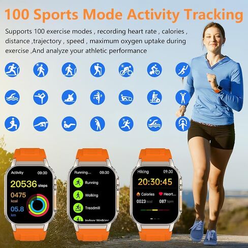 ساعة ذكية للرجال (الرد/إجراء المكالمات)، ساعة ذكية للياقة البدنية مقاس 2.13 بوصة لأجهزة Android وiPhone، مقاومة للماء IP68/100+ أوضاع رياضية/مراقبة معدل ضربات القلب والنوم/عداد الخطى/ساعات للرجال (أسود) in Kuwait