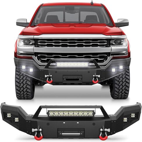 Silverado 1500 المصد الخلفي ، مع لوحة الخطوة ، الأضواء ، ثقوب المستشعر وحلقات D ، مصد شاحنة بيك آب سوداء محكم لتشيفي سيلفرادو 1500 / GMC Sierra 1500 2007-2013 in Kuwait