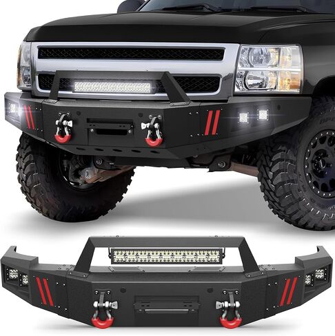 Silverado 1500 المصد الخلفي ، مع لوحة الخطوة ، الأضواء ، ثقوب المستشعر وحلقات D ، مصد شاحنة بيك آب سوداء محكم لتشيفي سيلفرادو 1500 / GMC Sierra 1500 2007-2013 in Kuwait