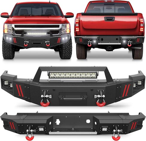 Silverado 1500 المصد الخلفي ، مع لوحة الخطوة ، الأضواء ، ثقوب المستشعر وحلقات D ، مصد شاحنة بيك آب سوداء محكم لتشيفي سيلفرادو 1500 / GMC Sierra 1500 2007-2013 in Kuwait