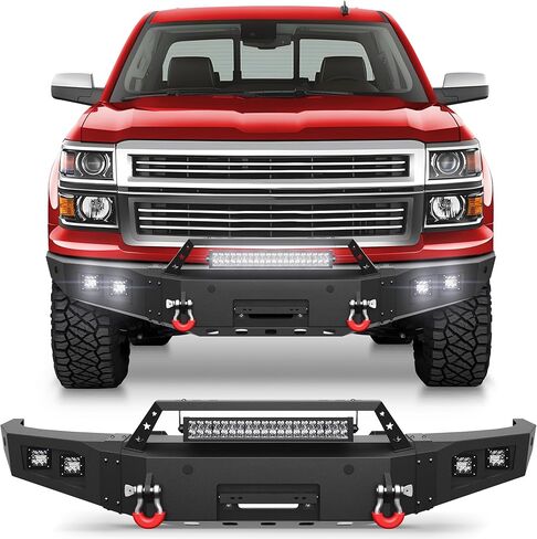 Silverado 1500 المصد الخلفي ، مع لوحة الخطوة ، الأضواء ، ثقوب المستشعر وحلقات D ، مصد شاحنة بيك آب سوداء محكم لتشيفي سيلفرادو 1500 / GMC Sierra 1500 2007-2013 in Kuwait