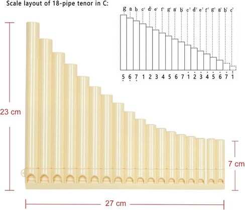 أنابيب رايزم، 18 فلوت للمبتدئين، فلوت تينور من بلاستيك أكريلونتريل بوتادين ستايرين لليد اليمنى مع أنبوبين قابلين للإزالة، نغمة ساطعة، آلة موسيقية محمولة ومتينة in Kuwait