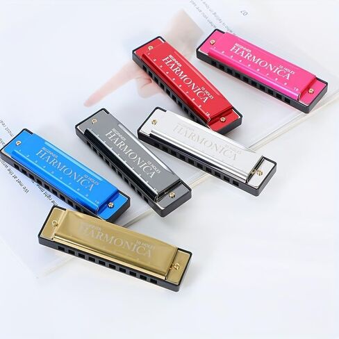 10-Hole C Key Beginner Harmonica Set with Case, Cleaning Cloth & Manual, Professional Blues Harmonica Mouth Organ for Adults & Kids, Portable Musical Instrument Gift (Black [Free Box + Instructions]) in Saudi Arabia