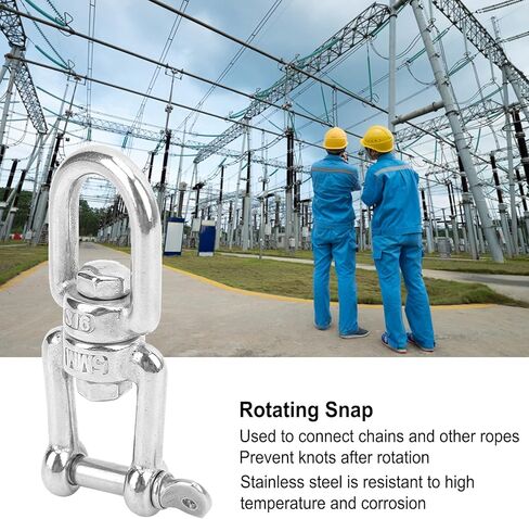 10Pcs Swivels Hook Shackle, Stainless Steel Swivels Hook, Double End Swivels Hook for Connecting Wire Ropes, Chains, and Similar Components in Saudi Arabia