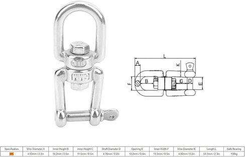 10Pcs Swivels Hook Shackle, Stainless Steel Swivels Hook, Double End Swivels Hook for Connecting Wire Ropes, Chains, and Similar Components in Saudi Arabia