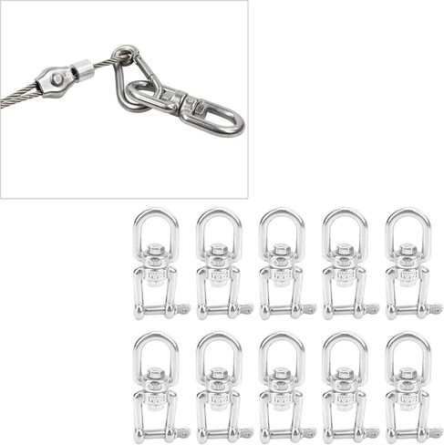 10Pcs Swivels Hook Shackle, Stainless Steel Swivels Hook, Double End Swivels Hook for Connecting Wire Ropes, Chains, and Similar Components in Saudi Arabia