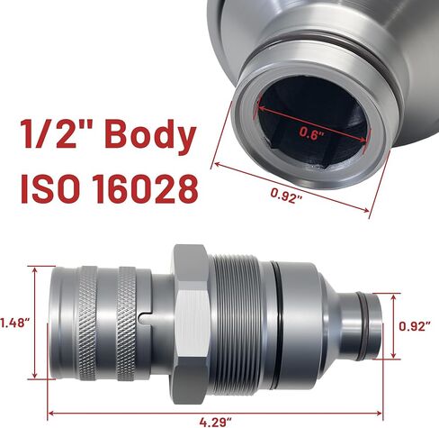 Replacement for Kubota V1311-77150 Hydraulic Quick Coupler Cartridge,Female Flat Face 1/2" Body ISO 16028, 5076 PSI,Fit for Skid Steer Cartridge Manifold in Saudi Arabia