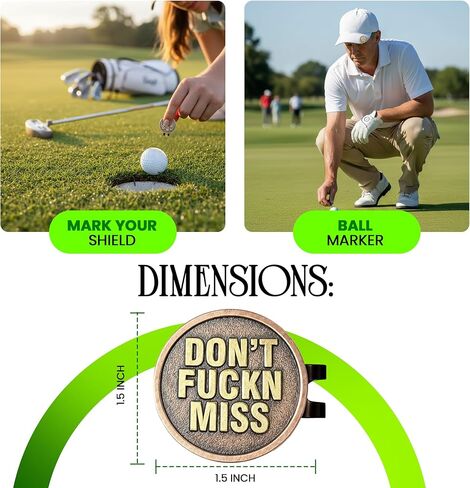 K9King Round Funny Golf Ball Marker for Men Adult Humor Novelty Golf Ball Markers with Funny Words Unique Golf Gag Gifts for Men or Women Golfers in Kuwait