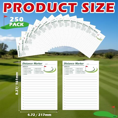 Affrolling 250 Pack Golf Closest to Pin Markers Sheets Proximity Markers Contest Cards for Golf Tournaments 8.27" x 4.72" for Accurate Green Distance Measure & Tournament, 14 Player Spaces in Saudi Arabia