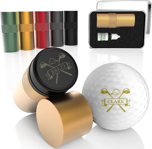 Personalized Golf Ball Stamp 17mm Larger Custom Logo Marker Waterproof Golf Ball Stamper Tool with Leak-Proof Ink Bottle and Manual Gift to Men Golfers Dad Husband in Saudi Arabia