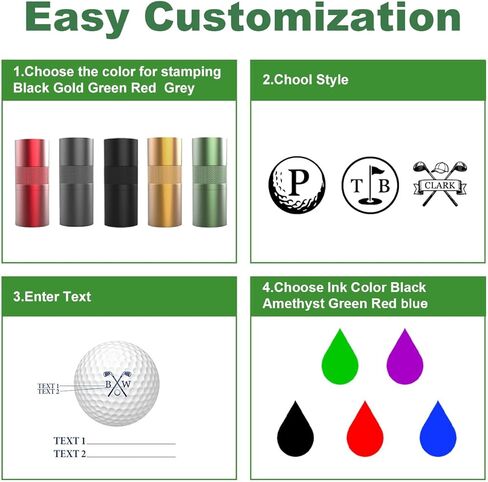 Personalized Golf Ball Stamp 17mm Larger Custom Logo Marker Waterproof Golf Ball Stamper Tool with Leak-Proof Ink Bottle and Manual Gift to Men Golfers Dad Husband in Saudi Arabia