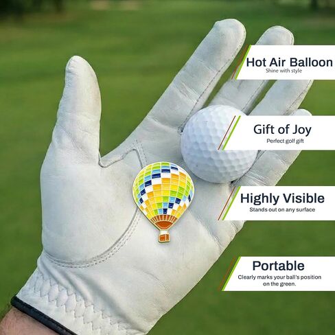 Hot Air Balloon Golf Ball Marker Fits On Hat Clip - 1" Wide Stylish Alignment Ball Marker Golf Tool - Funny Golf Ball Markers for Men – Precision Ball Markers Golf for Putting Green in Saudi Arabia