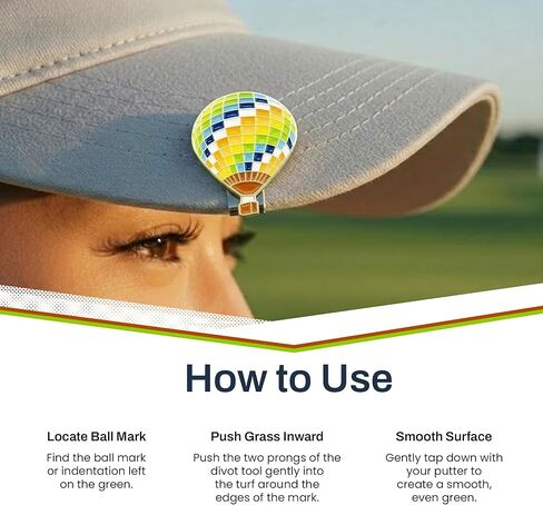 Hot Air Balloon Golf Ball Marker Fits On Hat Clip - 1" Wide Stylish Alignment Ball Marker Golf Tool - Funny Golf Ball Markers for Men – Precision Ball Markers Golf for Putting Green in Saudi Arabia
