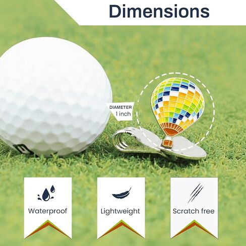 Hot Air Balloon Golf Ball Marker Fits On Hat Clip - 1" Wide Stylish Alignment Ball Marker Golf Tool - Funny Golf Ball Markers for Men – Precision Ball Markers Golf for Putting Green in Saudi Arabia
