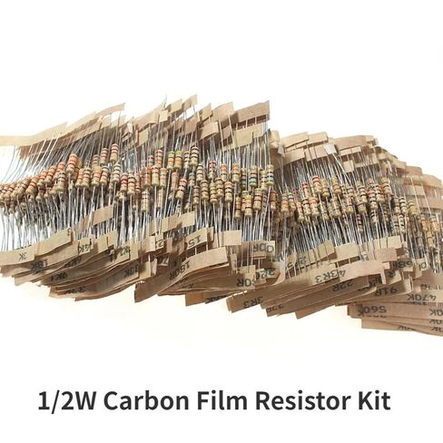 مجموعة مكونة من 1000 قطعة مكونة من 100 مقاومة قيمة، 1 أوم - 10 متر أوم 1/2 وات 5% مجموعة متنوعة من مقاومات فيلم الكربون، مجموعة متنوعة من مقاومات أوم لمشاريع الإلكترونيات التي تصنعها بنفسك in Kuwait