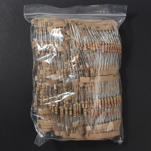 مجموعة مكونة من 1000 قطعة مكونة من 100 مقاومة قيمة، 1 أوم - 10 متر أوم 1/2 وات 5% مجموعة متنوعة من مقاومات فيلم الكربون، مجموعة متنوعة من مقاومات أوم لمشاريع الإلكترونيات التي تصنعها بنفسك in Kuwait