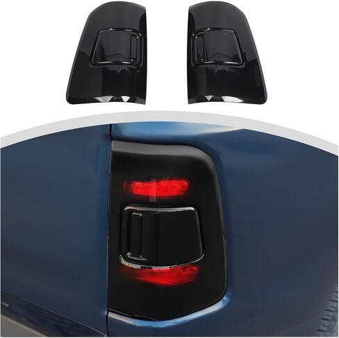 CheroCar for Dodge RAM Tail Lights Decoration, 2 Pcs Tail Light Lamp Cover Guard Trim Bezel Frame Decor Exterior Accessories Compatible with 2009-2017 Dodge RAM (Smoked Black) in Saudi Arabia
