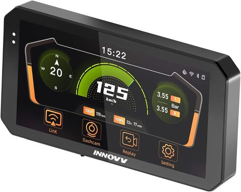 شاشة INNOVV N2 6 بوصة Apple Carplay للدراجات النارية، شاشة لمس لاسلكية Apple CarPlay ونظام ملاحة GPS Android Auto، 5G Wi-Fi، IP67 مقاوم للماء، بلوتوث، وضع انتظار السيارات، Siri، اتصال التطبيق in Kuwait